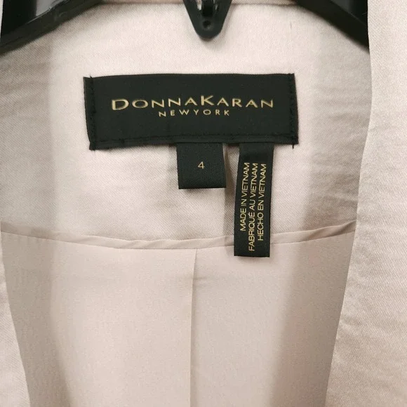 Donna Karan Satin Gold Ivory One Button Lined Shawl Collar Blazer Suit Womens 4 - Picture 6 of 12